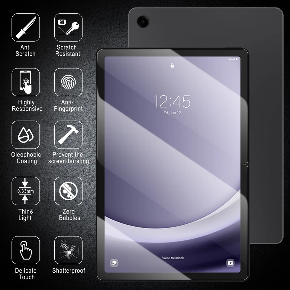 Protector de pantalla de vidrio templado delgado a prueba de golpes para Samsung Galaxy Tab A9+ 11" Foto 3 de 4