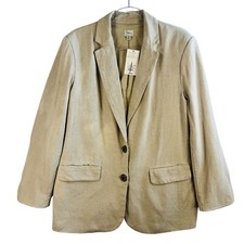 A New Day Linen Blend Oversize Blazer Casual Work Office Career Jacket Beige M