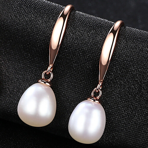 Damen Ohrringe Ohrhänger 925er Sterling Silber Süßwasser Perle RG Ohrschmuck - Picture 1 of 4