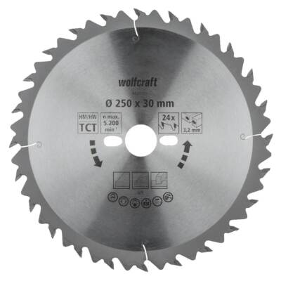 wolfcraft Kreissägeblatt Serie Grün Hartmetall Längsschnitt Wechselverzahnung