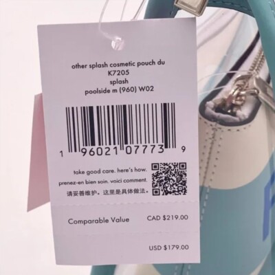 Kate Spade Clear Cosmetic Pouch Splash Pool Float K7205  display picture 1