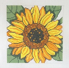 SUNFLOWER Flower Series Blossom on 12 Mesh handpainted Needlepoint Canvas by LEE