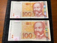 2002 Croatia 100 Kuna 2 Banknotes Lot