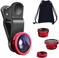 3 in 1 Universal Fish Eye Lens, Macro Clip Lens Wide-Angle Camera Lens Kit for I