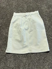 Vintage French Dressing Womens Skirt Size 6 Tan Ivory Pencil Straight Denim 