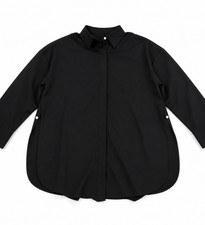 THE WARMY OVERSIZED LAPEL BUTTON SHIRT DRESS - SIZE: WOMEN XL - BLACK