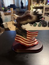 Bald Eagle American Flag Figurine Statue Patr...
