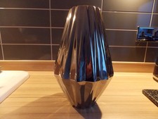 Next - Ribbed Vase - Silver - Chrome In Colour - No Damage.