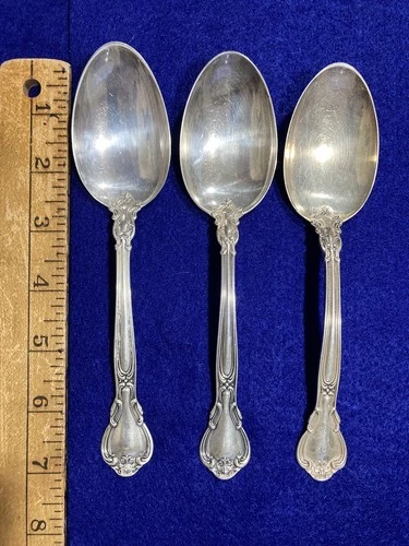 3 Sterling Silver Gorham CHANTILLY SERVING SPOONS 7“  No Monogram - 130 grams