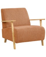 Sessel Orange / Heller Holzfarbton Mit Armlehnen Retro Stil Lesja