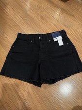 Old Navy Girls Size 14 Black Denim High-Waisted Wow Frayed-Hem Jean Shorts NWT