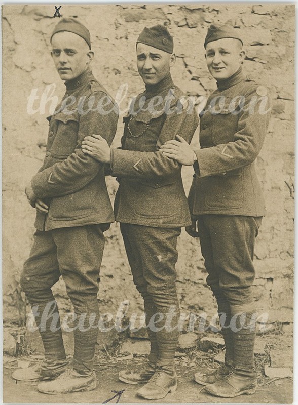 Vintage Military - RPPC Portrait Handsome Young Men in Affectionate Formation