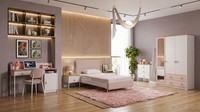 Weiß-Rosa Jugendzimmer Bett Nachttische Kommode Kleiderschrank Schreibtisch