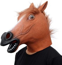 CreepyParty Horse Mask, Animal Costume for Halloween Party One Size, Brown