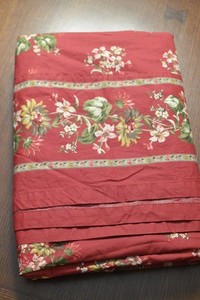 April Cornell Red floral Tablecloth 70" x 124" Red Green Cream French Country