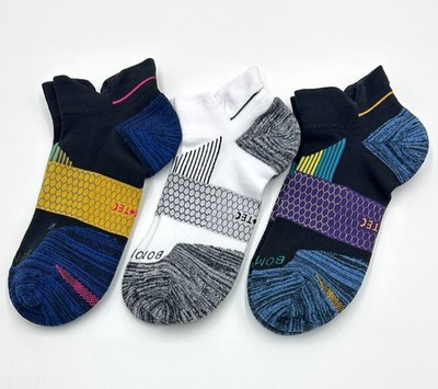 BOMBAS 3 pairs Men's Ankle Socks Running Lightweight Hex Tec Size L 3 Colors Mix