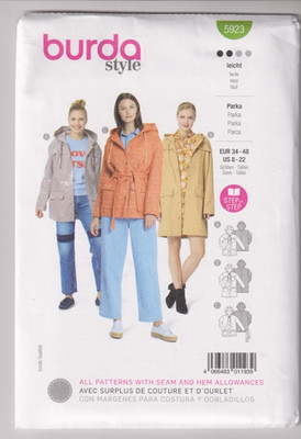 5923 BURDA Style - PARKA / COAT - Sz 8 to 22