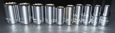 NOS VINTAGE WRIGHT TOOL 1/4” 12pt SAE STD 10pc SOCKET SET LOOSE 3/16” - 9/16”