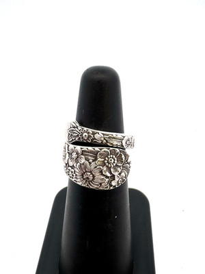 Vintage Alvin Silversmith Bridal Bouquet Pattern Size 4.5 Statement Spoon Ring