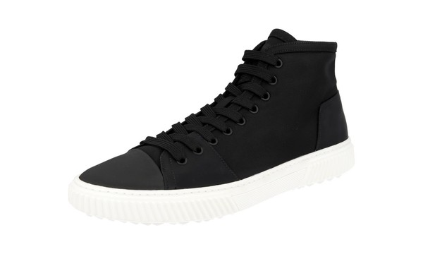 Prada Leder Nylon Stratus High-Top Sneaker 4T3122 Schwarz Weiss Neu - 9 43-image