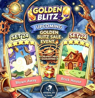 #ad #ad 🍀Monopoly Go Golden Blitz Stickers 5⭐ Blown Away amp; 5🌟Brick House 🍀 $0.99