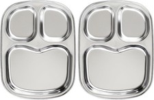 Stainless Steel Toddler Plates 3-Compartment Divided Kids Baby Plates Premium