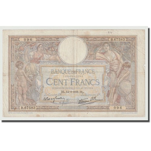 [#644570] Frankrijk, 100 Francs, Luc Olivier Merson, 1939, 1939-09-14, TB+, Faye - Afbeelding 1 van 2