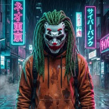 Clown Joker Halloween Mask Mech Style Dreadlocks Adult Costume Movie Killer Scar