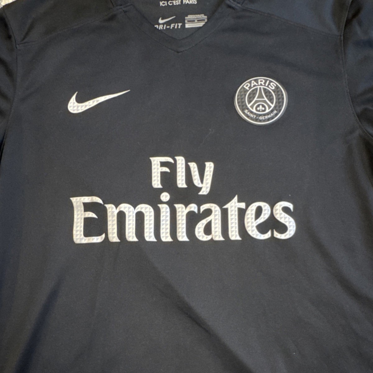Nike Paris Saint-Germain Dri-Fit Soccer Jersey Black Fly Emirates