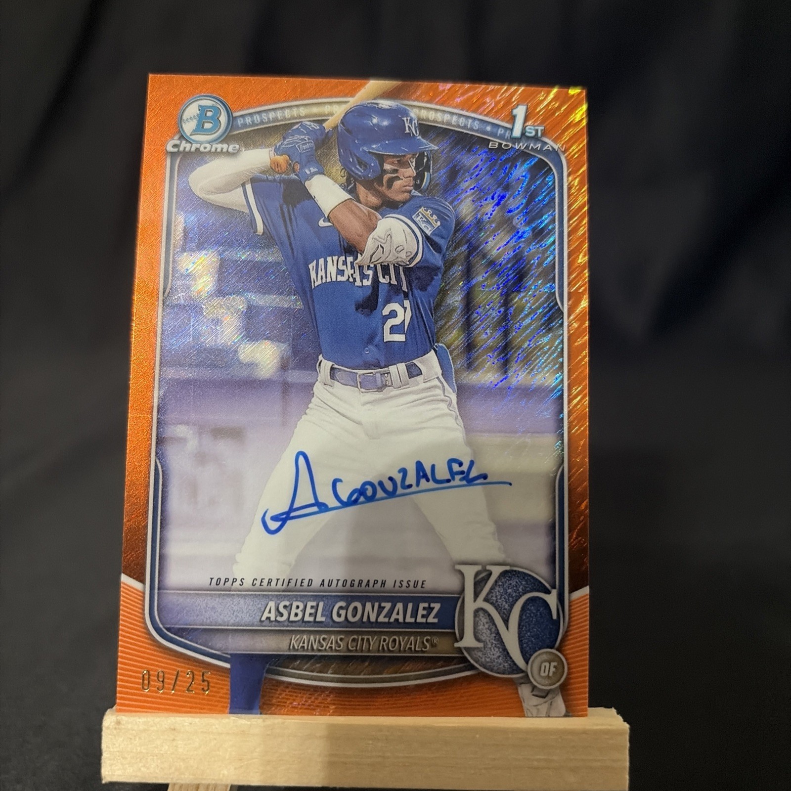 2025 Bowman Chrome Asbel Gonzalez Auto /25 Orange Shimmer #CPA-AG