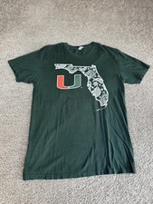 Miami Hurricanes Shirt Mens L Green NCAA Football Paisley Graphic Next Level