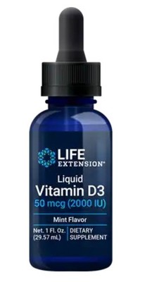 Life Extension Vitamin D3 50mcg (2000 IU) Immune,Bone,Heart,Cognitive 1oz Mint