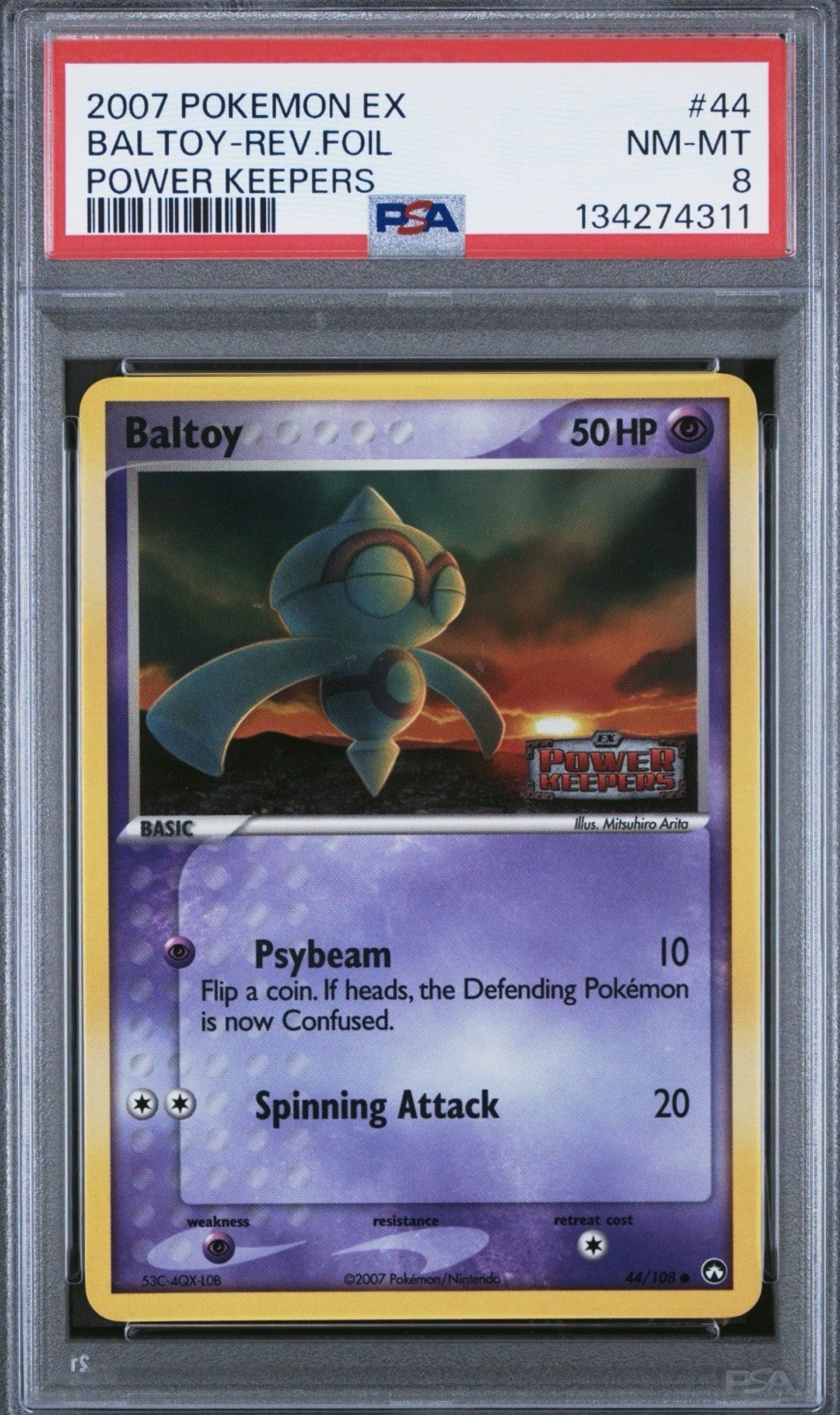 2007 Pokemon EX Power Keepers Baltoy Reverse Foil #44 PSA 8 NM-MT