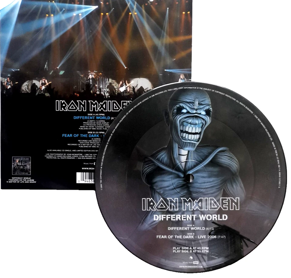 MINT / UNPLAYED Iron Maiden Different World 7" Vinyl 45 Picture Disc 2006 - Image 2 of 2