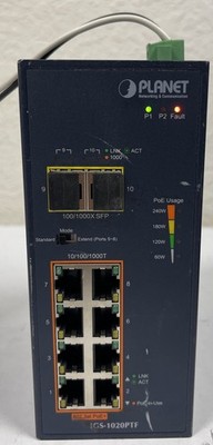 Planet IGS-1020PTF Industrial Gigabit PoE Switch 8-Port 10/100/1000T + 2 SFP
