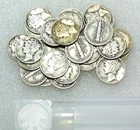 1940-1945 MERCURY Dime Part Roll of 28 coins in tube #Q327