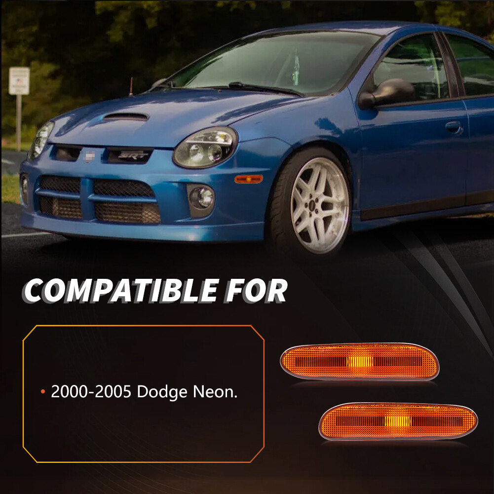 2X Amber Lens Front Corner Parking Side Marker Lights For 2000-2005 Dodge Neon