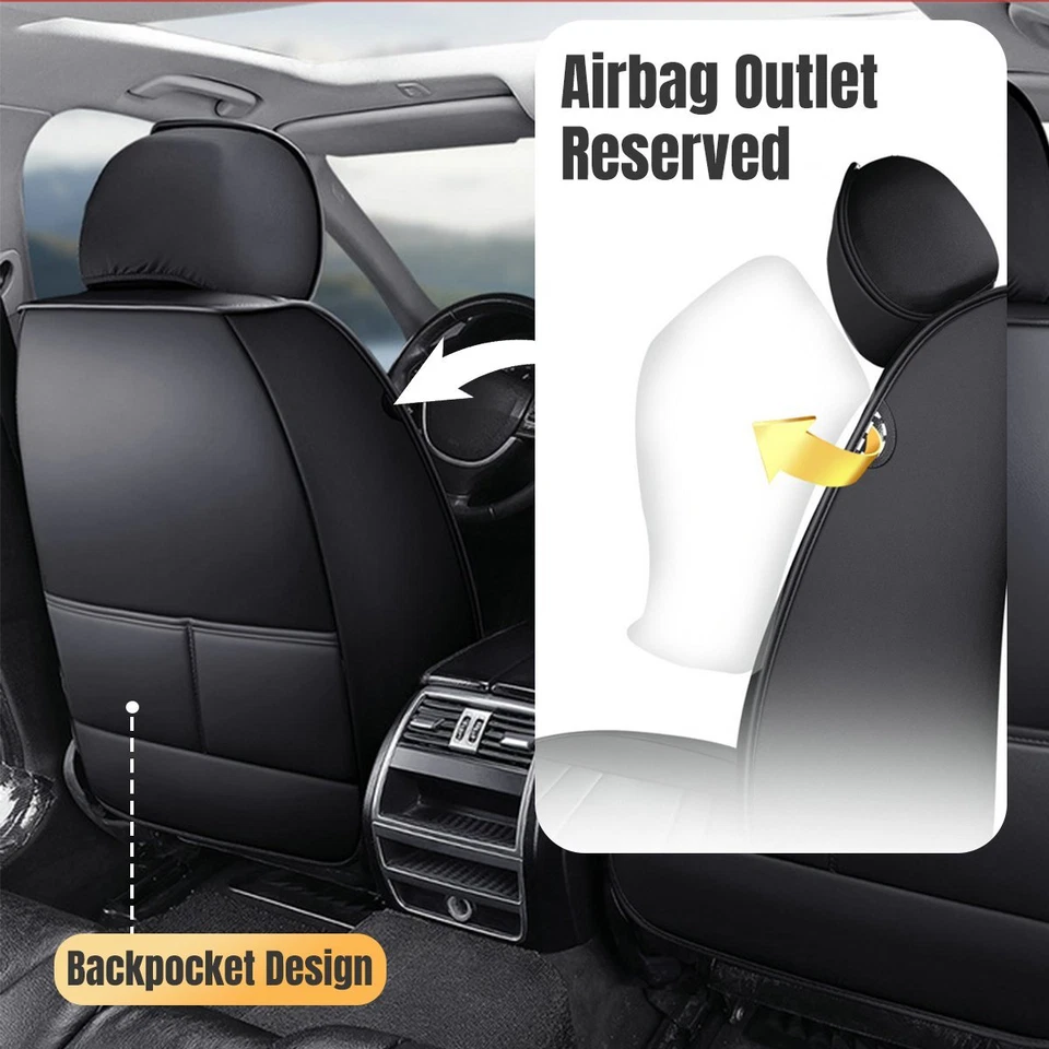 Full Set Deluxe Leather Car Seat Covers Cushion Protector for AUDI 5 seats Foto 2 de 4