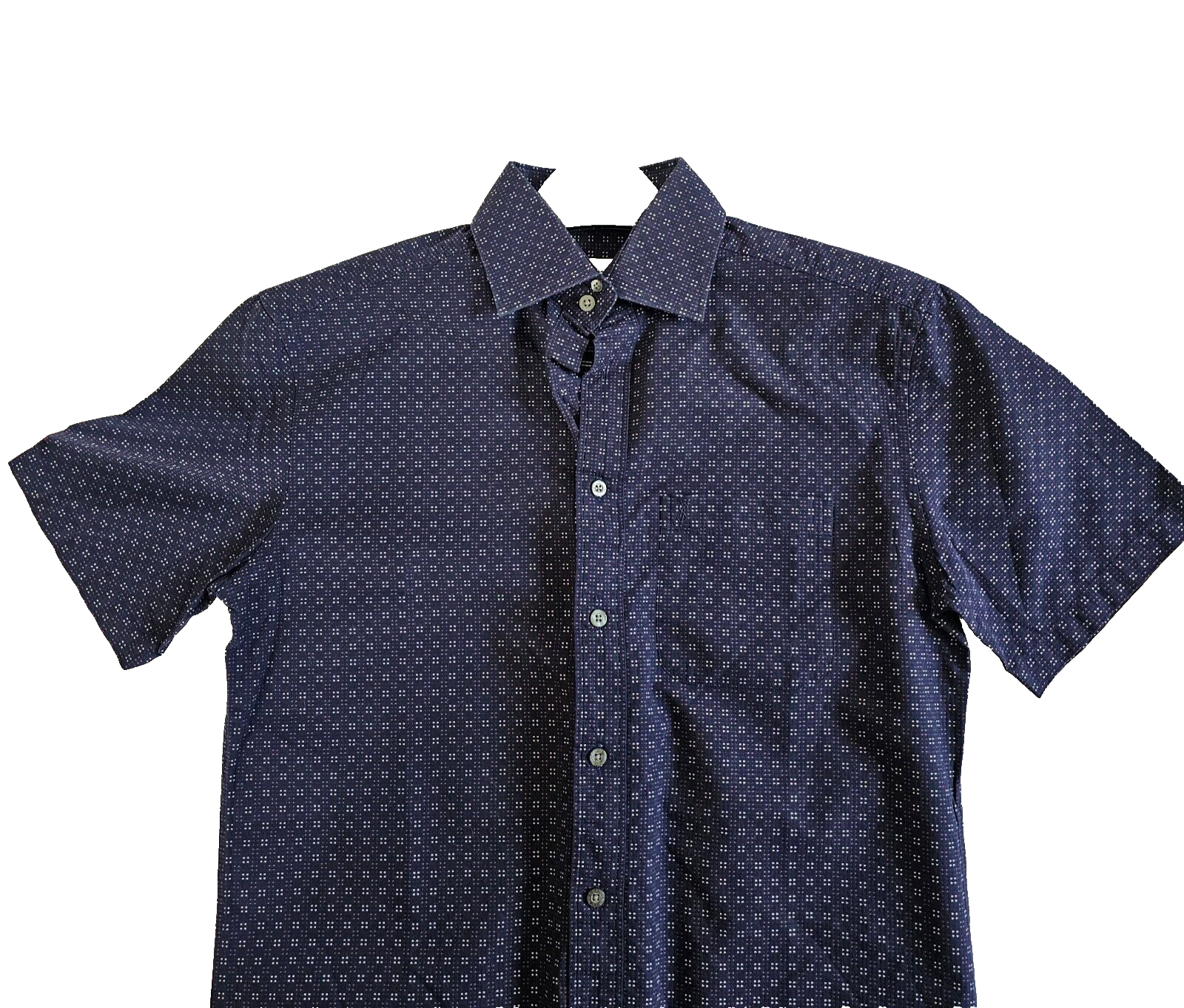 Yves Saint Laurent YSL Camicia Uomo Navy Texturizzata Manica Corta Y2K Taglia S