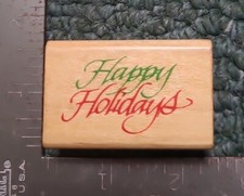 Comotion Happy Holidays 544 Wood Mounted Rubber Stamp