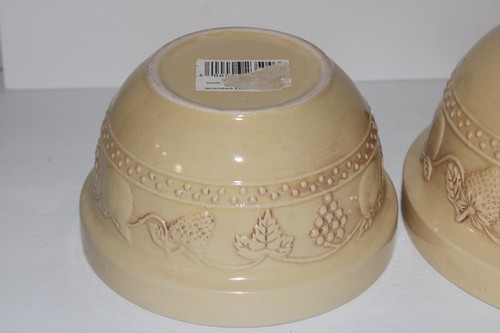 Vintage embossed Fruit Design Stoneware Nesting Mixing Bowls Set Color - Picture 16 of 22