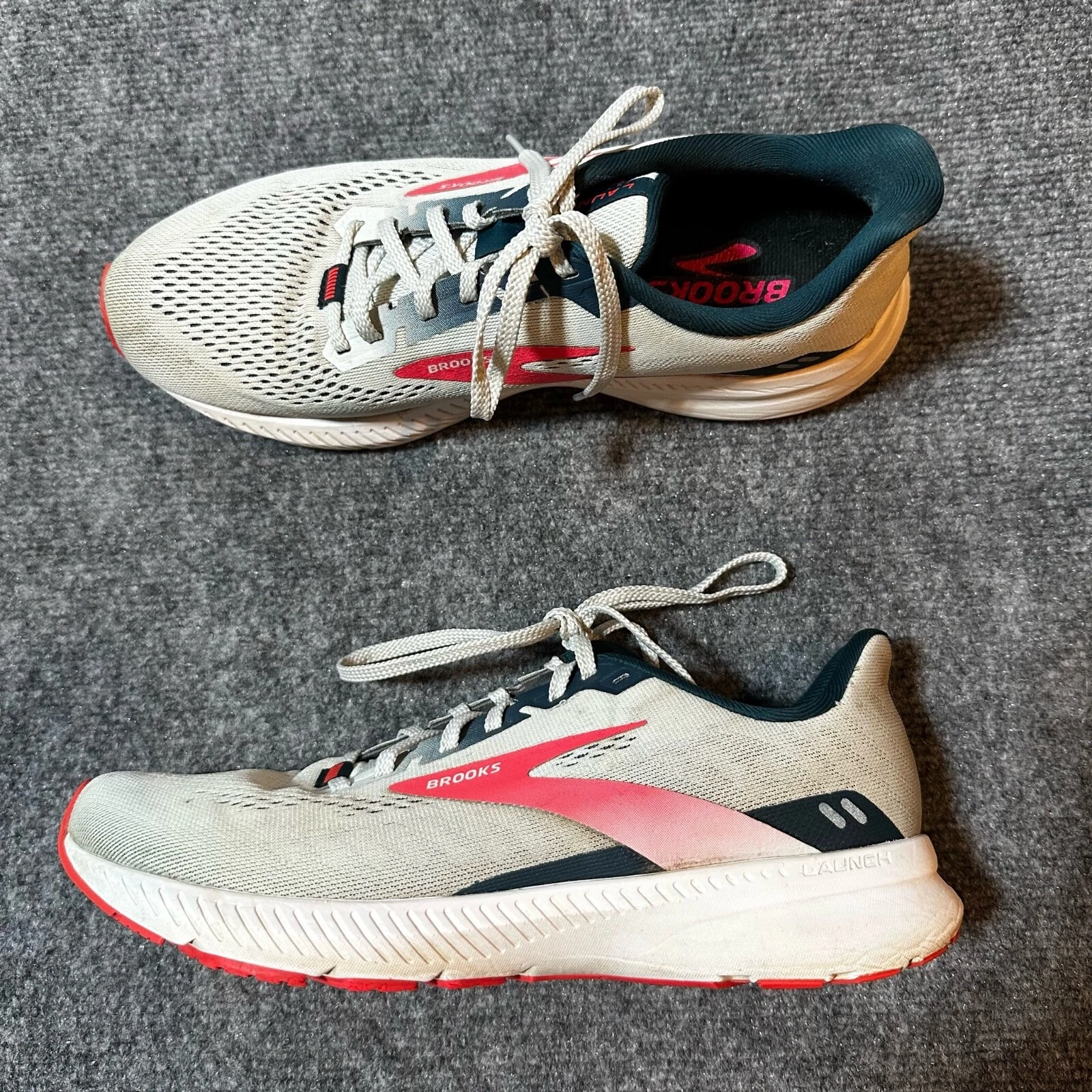 Brooks Running Shoes Womens 9.5 Grey Pink Launch 8 Lace Up Sneakers 1203451B110