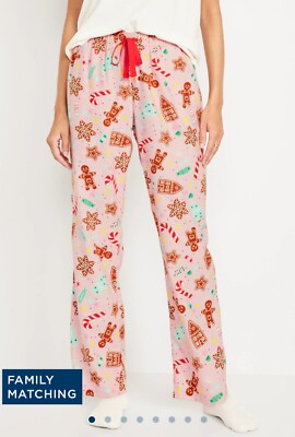 OLD NAVY Flannel Women Holiday Candied Ginger Cookies Pink Pajama