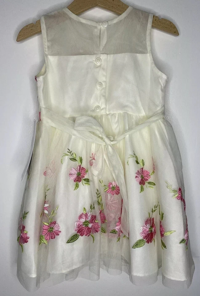 Платье Jona Michelle для девочек 3T без рукавов с цветочной вышивкой покрой с широкой юбкой на пуговицах - Изображение 4 из 4