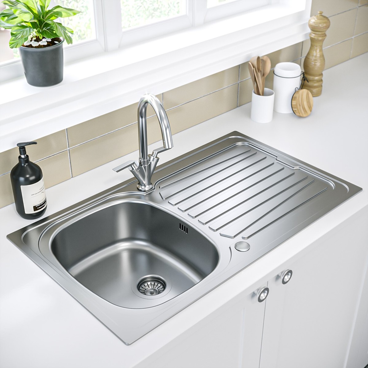Single Bowl Inset Chrome Stainless Steel Kitchen Sink with  BUN/BeBa_26179/77400