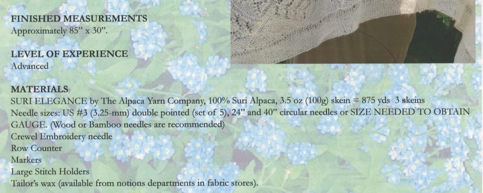 Forest Path Stole - Alpaca Yarn Company Knitting Pattern PT-59 - Pattern Only - Image 2 of 3