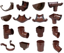 Brown Round Guttering & Down Pipe - 114mm Half Round Gutter 65mm Downpipe