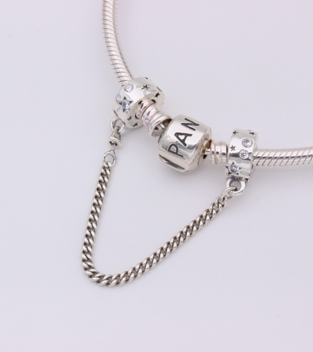 New Authentic PANDORA Moments Stars Galaxy Safety Chain Charm