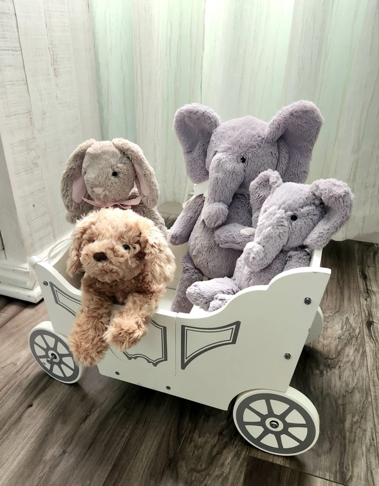 Pottery Barn Niños PBK Set Lote Carro Peluche Suave Juguete Cachorro Perro Elefante  Foto 3 de 4