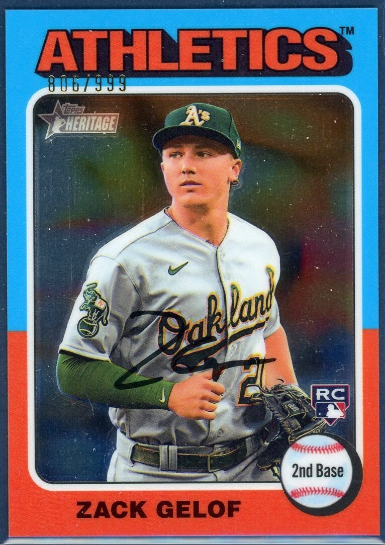 Zack Gelof 2024 Topps Heritage Chrome RC, #ed/999 Oakland Athletics Rookie #346